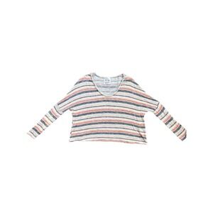 Sadie & Sage Striped Sweater Womens Medium Grey Orange Excellent Boxy Knit Top